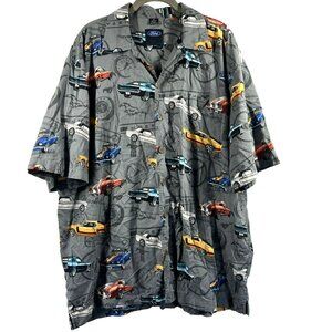 David Carey Ford Men's Shirt 2X Cars Short Sleeve Button Up Pocket Cotton‎ Blend